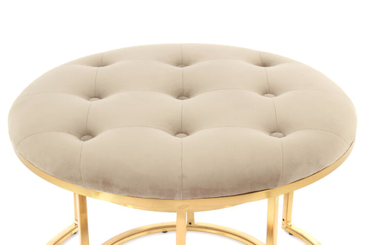 Samtweiche Sitzhocker Gold: Ein handgetuftetes Highlight für Ihr Zuhause. Erleben Sie luxuriösen Sitzkomfort.