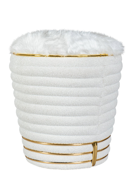 Der Stylischer Pouf aus Baumwolle und Acryl ist nicht nur schön, sondern auch pflegeleicht.