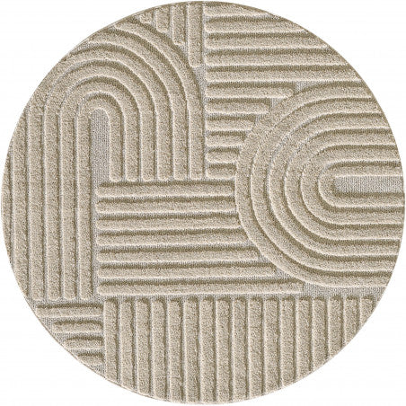 Beige Runder Hochflor Teppich im Boho Stil – Jute Rücken, Perfekt für Wohnzimmer 1121- Product vendor