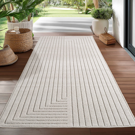 Waschbarer Teppich für Balkon Cream skandinavischer Look