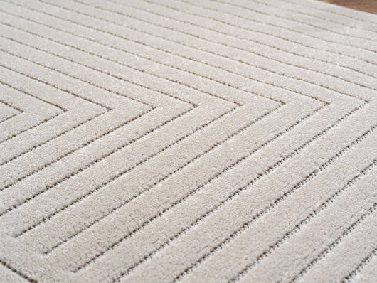 Outdoor Teppich cremefarben Kurzflor Hoch-Tief-Design