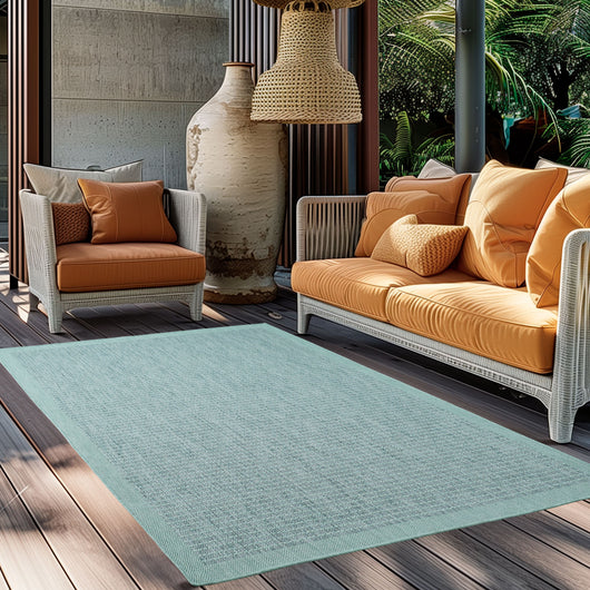 GIZA Outdoor Teppich, Blau – Hochwertiger Polypropylen-Teppich für Terrasse, Balkon und Küche 1410- Product vendor