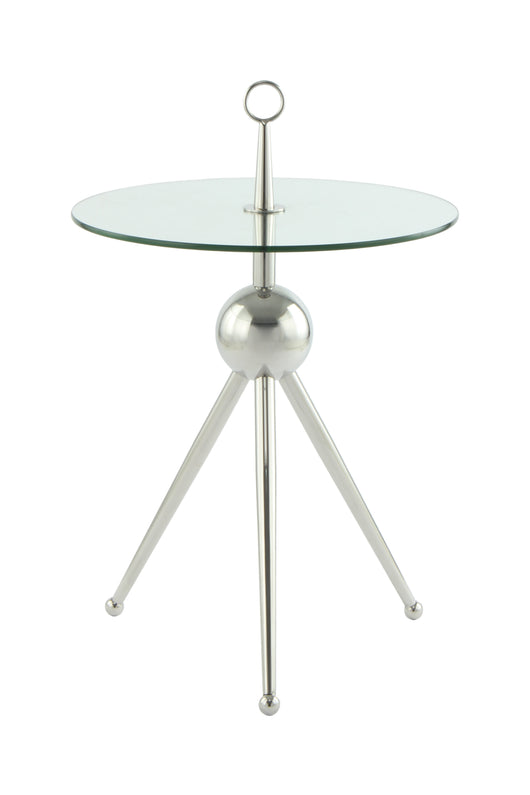 Runder Glastisch für Ihr Zuhause: Dieser edle Beistelltisch aus Edelstahl und Sicherheitsglas ist perfekt als Ablage neben Sofa oder Sessel.