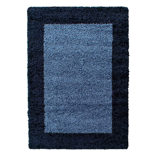 Hochflor Teppich Marineblau – 100% Polypropylen für Wohnzimmer, Jute Rücken, Bordüre, Pflegeleicht 1503- Product vendor