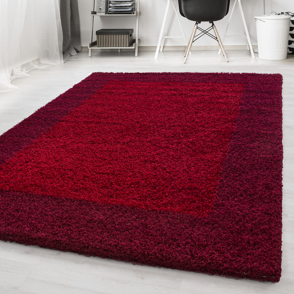 Hochflor Teppich für Wohnzimmer – Jute Rücken, Pflegeleicht, Rote Farbe, Modernes Design, Hochwertige Qualität 1503- Product vendor