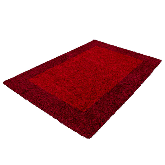 Hochflor Teppich für Wohnzimmer – Jute Rücken, Pflegeleicht, Rote Farbe, Modernes Design, Hochwertige Qualität 1503- Product vendor