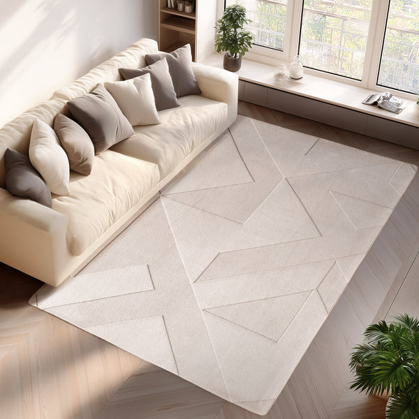 Innenbereich gestalten: Verleihen Sie Ihrem Innenbereich neuen Glanz mit diesem stilvollen, geometrischen Teppich in Creme.