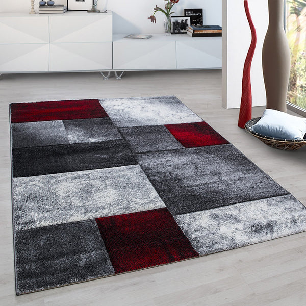 Hochwertiger Kurzflor Teppich für Wohnzimmer in Rot – HAWAII 1710- Product vendor