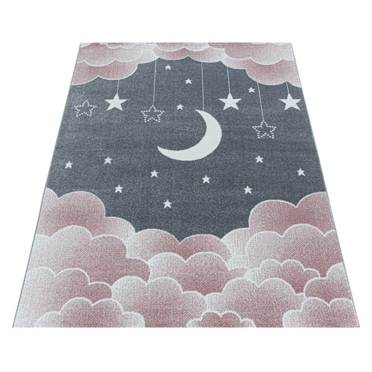 Kinder Teppich – Pink Mond-Sterne Design für das perfekte Kinderzimmer 2101- Product vendor
