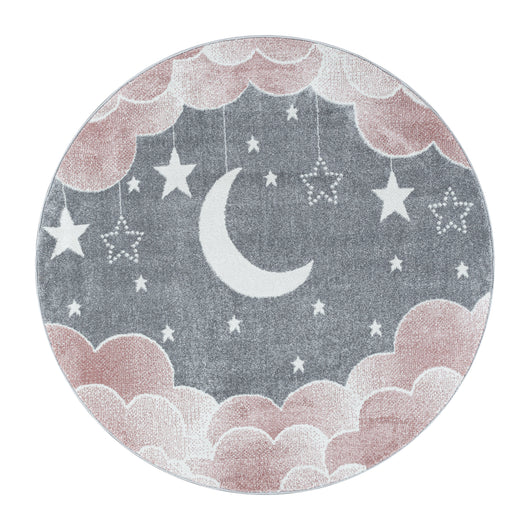 Kinder Teppich – Pink Mond-Sterne Design für das perfekte Kinderzimmer 2101- Product vendor