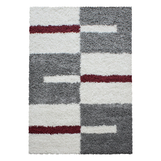 GALA Karo-Design Teppich – Roter Shaggy Teppich mit Juteboden für Wohnbereiche 2505- Product vendor