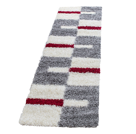GALA Karo-Design Teppich – Roter Shaggy Teppich mit Juteboden für Wohnbereiche 2505- Product vendor