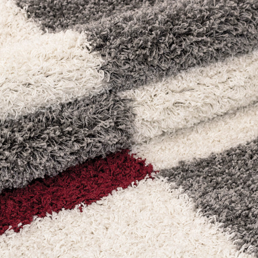 GALA Karo-Design Teppich – Roter Shaggy Teppich mit Juteboden für Wohnbereiche 2505- Product vendor