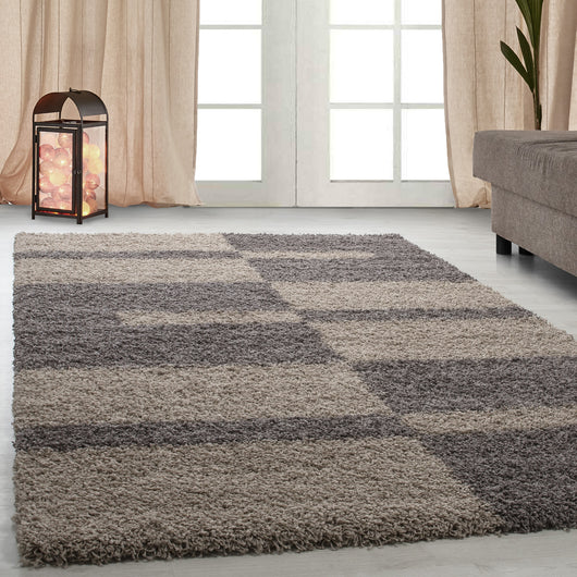 GALA Hochflor Teppich Taupe – 100% Polypropylen Shaggy mit Jute Rücken 2505- Product vendor