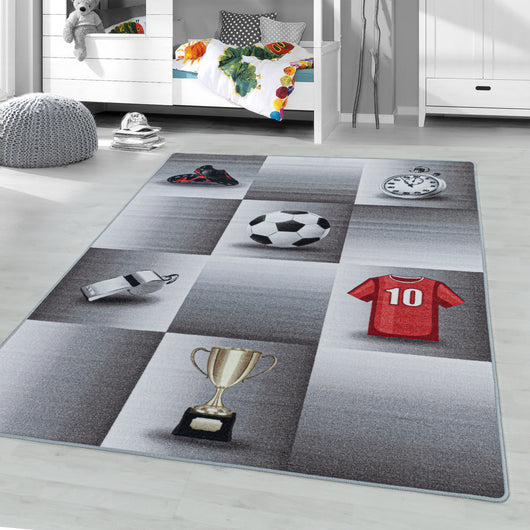 Play Fußball Kinder Teppich Grau – Rutschfest, 2906- Product vendor