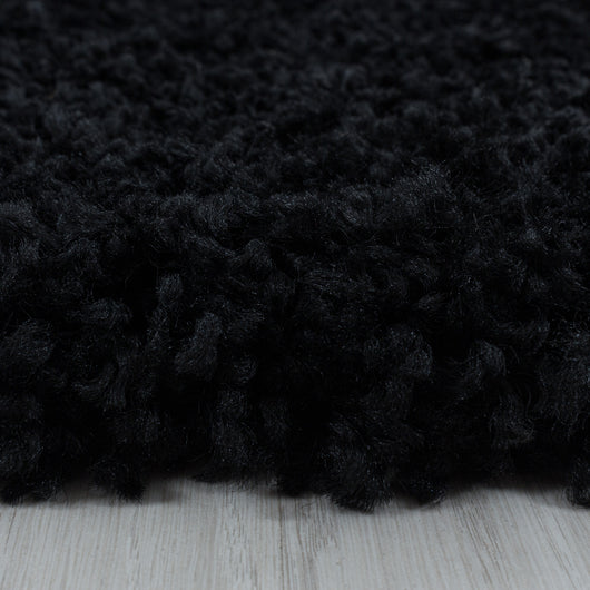 Teppich für Wohnzimmer: Hochflor Unicolor Schwarz in verschiedenen Größen 3000- Product vendor