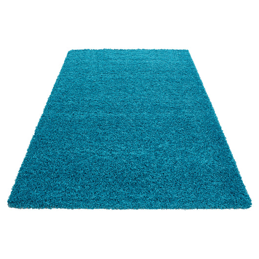 Hochflor Teppich Türkis für Wohnzimmer | Komfort & Stil mit Jute Rücken 4000- Product vendor
