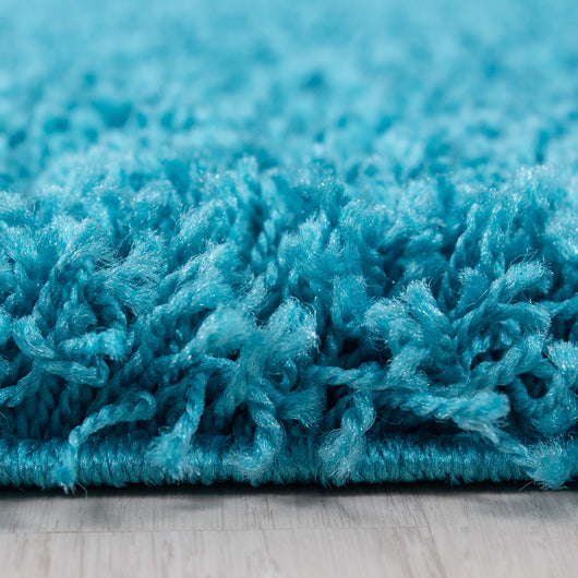 Hochflor Teppich Türkis für Wohnzimmer | Komfort & Stil mit Jute Rücken 4000- Product vendor