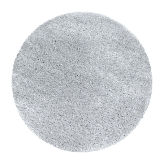 Hochflor Teppich - Unicolor Silber Rund Teppich für Wohnzimmer 4200- Product vendor