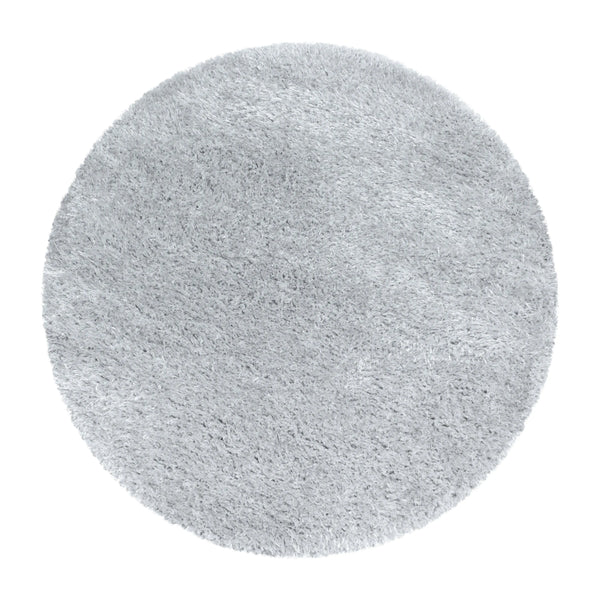 Hochflor Teppich - Unicolor Silber Rund Teppich für Wohnzimmer 4200- Product vendor