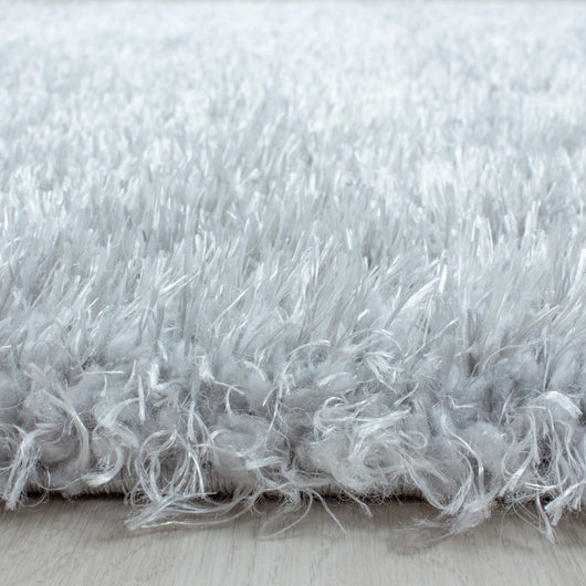 Hochflor Teppich - Unicolor Silber Rund Teppich für Wohnzimmer 4200- Product vendor