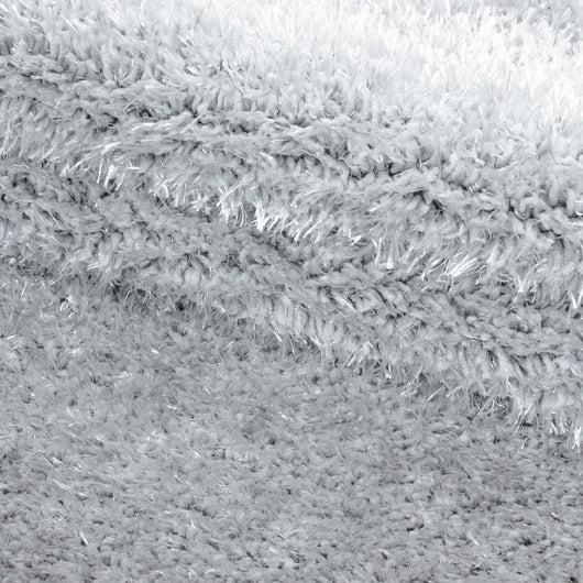 Hochflor Teppich - Unicolor Silber Rund Teppich für Wohnzimmer 4200- Product vendor