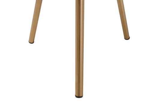 Erleben Sie den glamourösen Charme des Retro-Stils. Dieser moderne Tisch in runder Form ist ein Highlight für jeden Raum. Das elfenbeinfarbene Design in Kombination mit dem Metallgestell schafft eine luxuriöse Atmosphäre.


