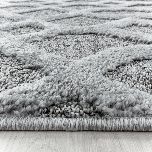 PISA Geometrischer Hochflor Teppich Grau – Juteboden, 20 mm Florhöhe, Polypropylen 4702- Product vendor
