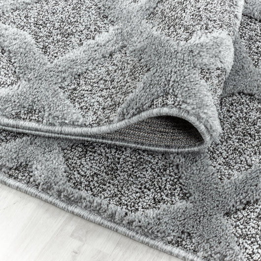 PISA Geometrischer Hochflor Teppich Grau – Juteboden, 20 mm Florhöhe, Polypropylen 4702- Product vendor