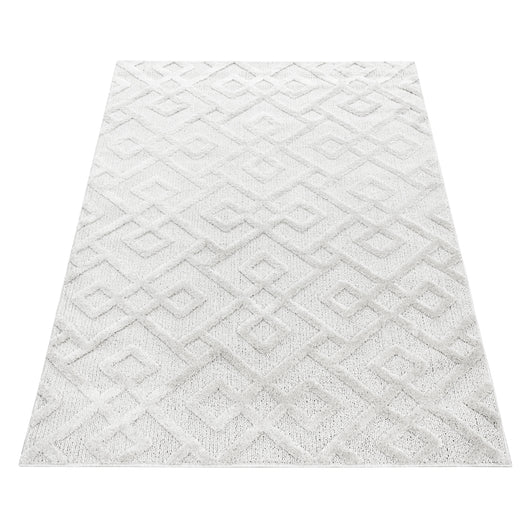 Hochflor Geometrischer Teppich aus Polypropylen - Creme, Geometrisches Design 4708- Product vendor