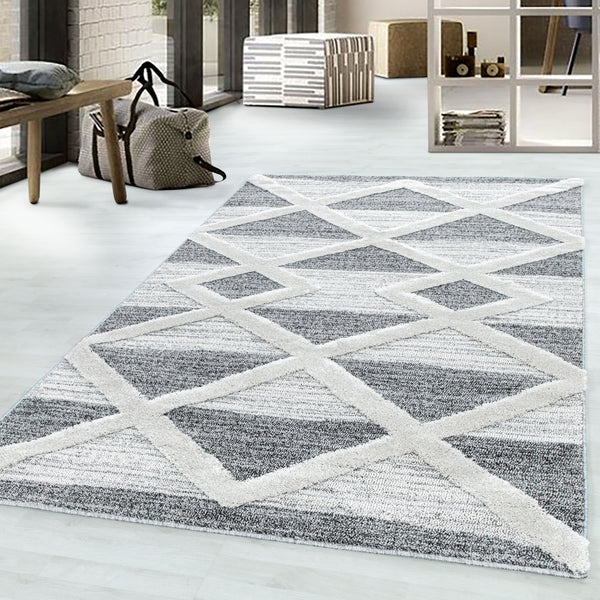 Hochflor Teppich "PISA" in Grau – Geometrisches Design für Ihr Wohnzimmer 4709- Product vendor