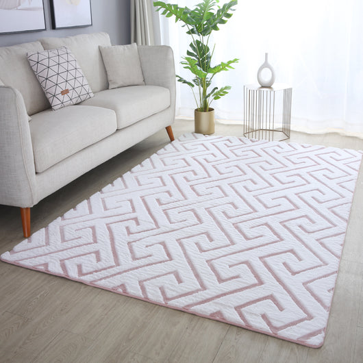VISION Kurzflor Teppich in Rosa - Skandinavisch, Polyester, für Wohnzimmer 5121- Product vendor