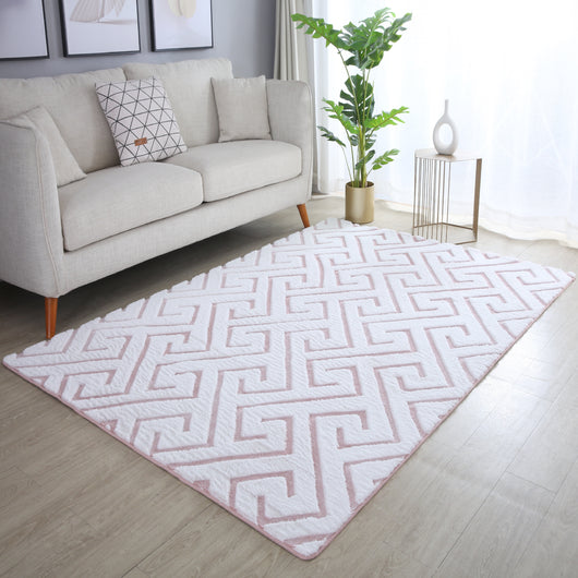 VISION Kurzflor Teppich in Rosa - Skandinavisch, Polyester, für Wohnzimmer 5121- Product vendor