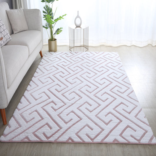 VISION Kurzflor Teppich in Rosa - Skandinavisch, Polyester, für Wohnzimmer 5121- Product vendor