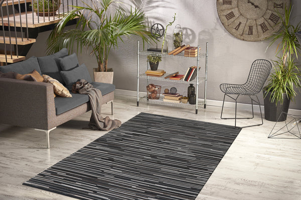 Dunkelgrauer Wohnzimmer-Teppich – Made in India, 7,43 kg Gewicht