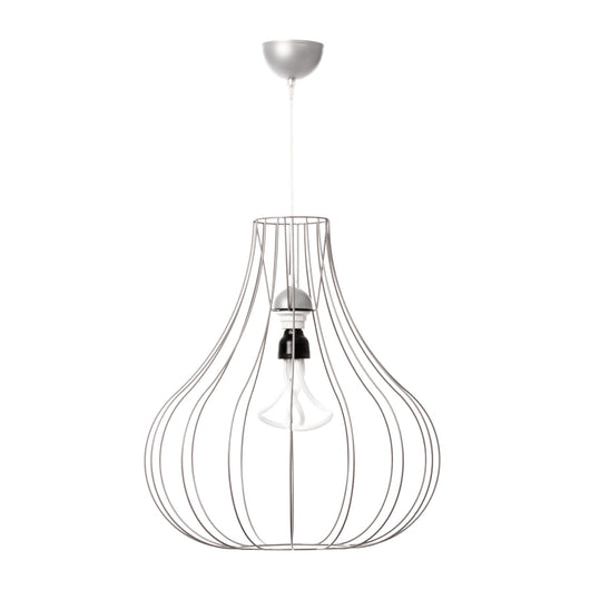 Diese minimalistische Deckenlampe aus pulverbeschichtetem Stahldraht lässt sich problemlos in jeden Einrichtungsstil integrieren.