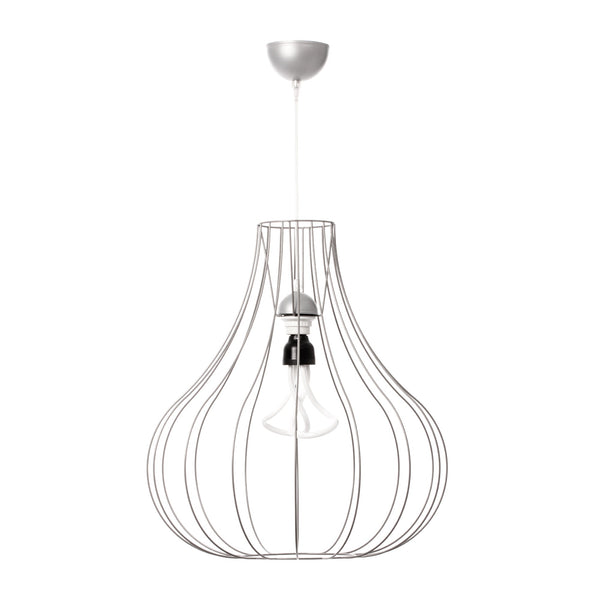 Diese minimalistische Deckenlampe aus pulverbeschichtetem Stahldraht lässt sich problemlos in jeden Einrichtungsstil integrieren.
