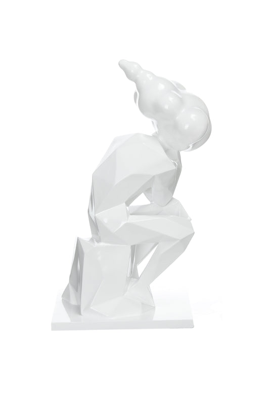 Diese Dekofigur Porzellan Optik setzt stilvolle Akzente in Ihrem Zuhause. Trotz des zeitlosen und schlichten Designs ist die Skulptur dank ihrer imposanten Größe (47 cm) ein absoluter Hingucker. Das handgefertigte Unikat aus Kunstharz ist für jede Einrichtung passend.

