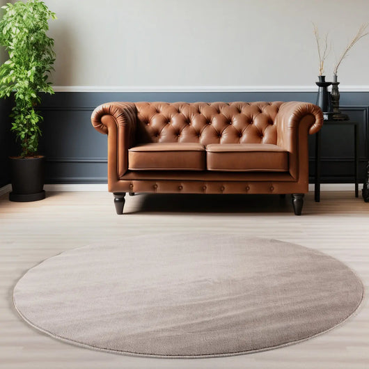 SKY Runde Kurzflor Teppiche in Beige aus Mikrofaser – Ideal für Ihr Wohnzimmer 5400- Product vendor