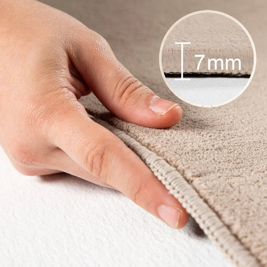 SKY Runde Kurzflor Teppiche in Beige aus Mikrofaser – Ideal für Ihr Wohnzimmer 5400- Product vendor