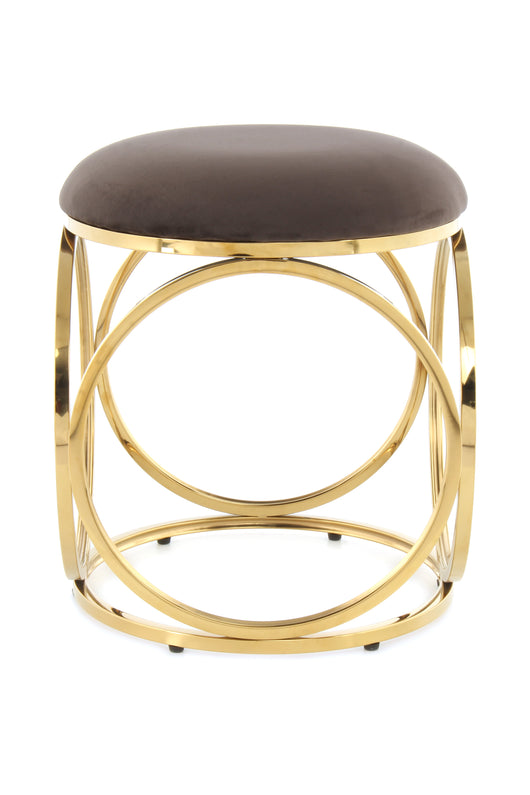 Dieser elegante Wohnzimmer Hocker in Taupe und Gold ist die perfekte Ergänzung für eine stilvolle und moderne Einrichtung.