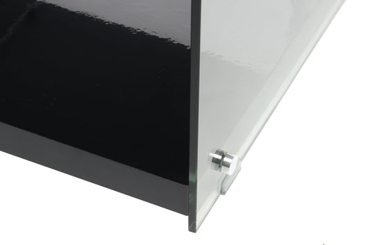 Das unifarbene Design und die Glas-Seitenwände machen diesen Fernsehtisch mit modernem Design besonders elegant.