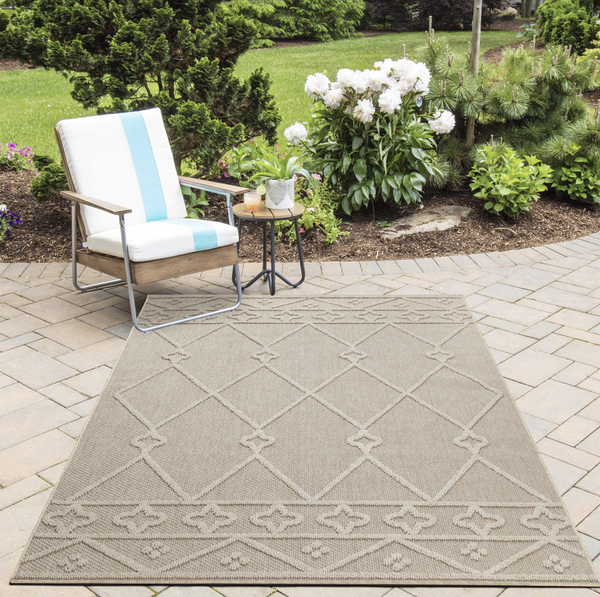 Outdoor Teppich PATARA BEIGE - Strapazierfähig & Pflegeleicht für Terrasse, Balkon & Küche 4955- Product vendor