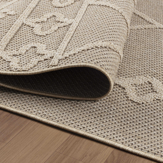 Outdoor Teppich PATARA BEIGE - Strapazierfähig & Pflegeleicht für Terrasse, Balkon & Küche 4955- Product vendor