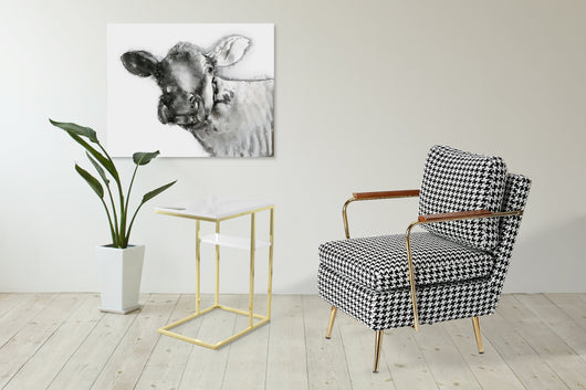 Couchtisch Beistelltisch modern: Der Lucilla 225 ist der ideale Couch-Anstelltisch mit praktischer Ablage und edlem Design in Gold und Weiß. Perfekt für Ihr Wohnzimmer!