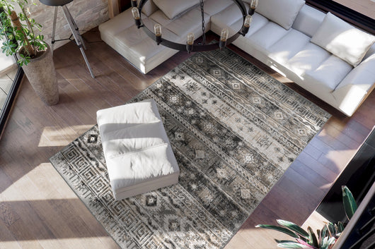 Moderner Teppich in Taupe mit orientalischem Muster – Modell Bombay 344 für stilvolle Wohnzimmer