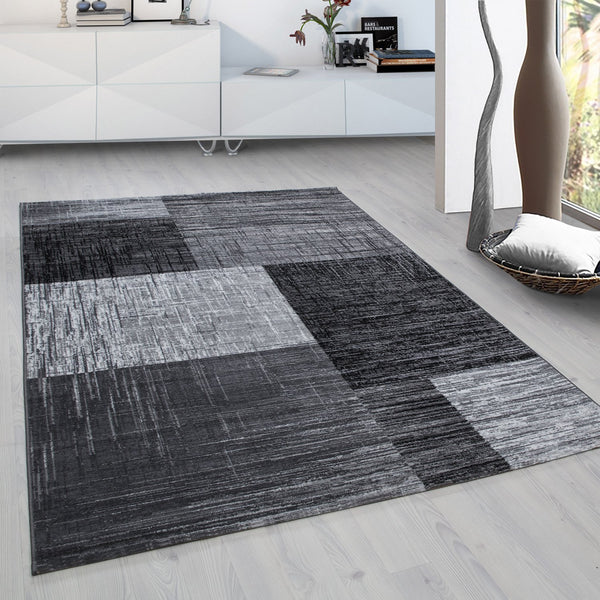 Teppich im Kurzflor – Abstrakt Kariert Design in Schwarz für Ihr Wohnzimmer 8001- Product vendor