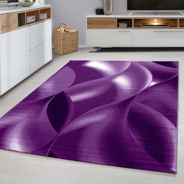 PLUS LILA Kurzflor Teppich: Abstrakt Wellen Design in Violett für Ihr Wohnzimmer 8008- Product vendor