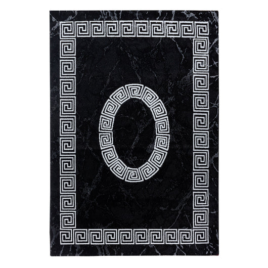 Kurzflor Teppich Schwarz mit Mäander-Design 8009- Product vendor