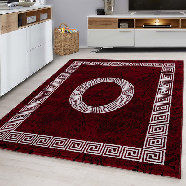 Teppich in Rot – Mäander Design aus PP Heatset 8009- Product vendor